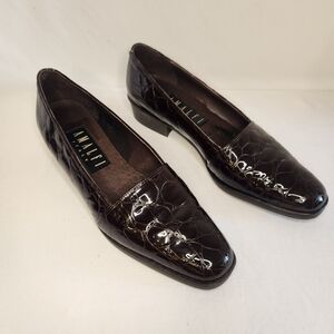 Amalfi Brown Patent Leather Loafers Size 7.5